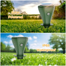 Mole Repellent Solar Powered, Upgrade IPX7 Waterproof Gopher Vole Repellent for Lawn Garden Yard, Repellent Rat, Squirrel, Skunk, Mole, 4 Pack