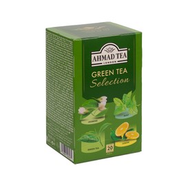 Ahmad Tea Green Tea, Green Tea Selection, Lemon Green Tea, Jasmine Green Tea, Mint Green Tea, & Green Tea Teabags, 20 ct (Pack of 1) - Caffeinated & Sugar-Free