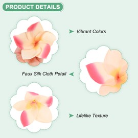 M METERXITY 10-Pack Artificial Plumeria Flowers, Fake Silk Heads Flower Hawaiian Plumeria Petal for DIY Crafts/Dress/Wedding/Party Decoration [Champagne+Red, 3.9"/ 10cm]