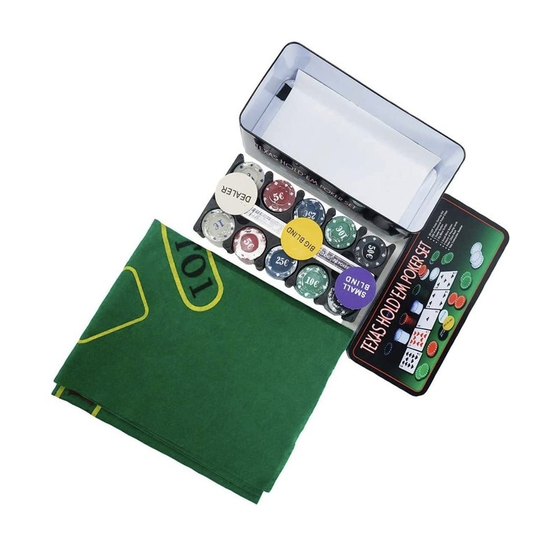 Poker Game Set with Metal Box Complete Fiches + Cards