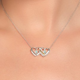 Gem Stone King 0.53 Ct   White Simulated Opal 925 Silver and 10K Yellow Gold Necklace