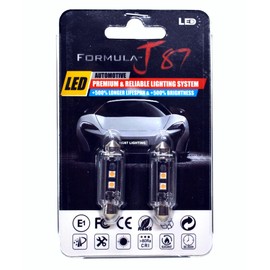 Formula-J87 LED Bulbs 3030 SMD 42mm 578 6411 212-2 211-2 – Interior Dome, Map, Door, Trunk, Cargo, Glove Box Light Replacement (Pack of 2) (Orange)