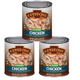Keystone Meats All Natural Heat and Serve Canned Chicken 28 oz – Fully Cooked Canned Meat – 98% Fat Free – Shelf Stable with 5-Year Shelf Life – Premium Pantry Staple for Everyday Meals – Emergency Survival Canned Food – Ready to Eat – Gluten Free – Made in USA – Pack of 3