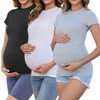 Liu & Qu Womens Maternity Shirts Ribbed Short Sleeve Maternity