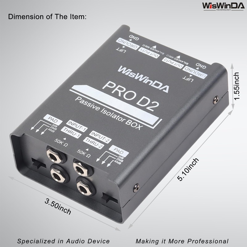WisWinDa Pro Di-2 Passive Stereo Direct Box With 3-Level PAD