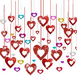 100 pcs Glitter Heart Swirl Hanging Decoration for Wedding, Engagement, Anniversary and Birthday Parties
