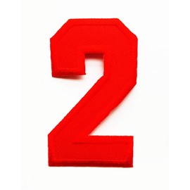 3 INCH Red Number 2 Patches Appliques Fabric Decorating for Hat Cap Polo Backpack Clothing Jacket T-Shirt DIY Embroidered Iron On/Sew On Patch