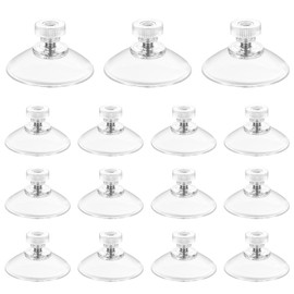Pack of 15 Suction Cups with Thread, Suction Cups for Windows, Strong Suction Cups with Thread, Diameter 40 mm, Transparent Suction Cup Hooks with Knurled Nut for Windows, Car Decoration, Suction Cups
