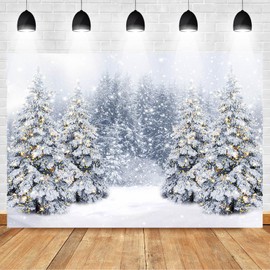 Avezano Winter Scene Christmas Backdrop Wonderland Snowflake Photography Background White Snow Forest Christmas Party Backdrop Decorations Photo Studio Props (8x6ft)