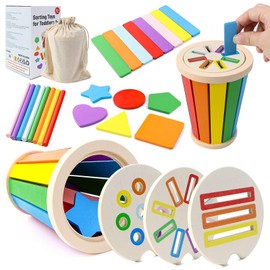 FSWWSF Montessori Toy Plug-In Toy, Colour Sorting Game, Montessori Sorting Game for Children, Wooden Toy, Colours, Learning Gift for Girls, Boys (12-36 Months for Children)