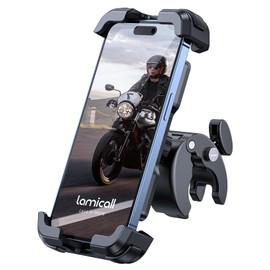 Lamicall Lamicall Motorcycle Phone Mount, Bike Phone Holder - Upgrade Quick Install Handlebar Clip for Bicycle Scooter, Cell Phone Clamp for iPhone 16 15 Pro Max/ 14/13, Galaxy S10 and More 4.7-6.8" Phone