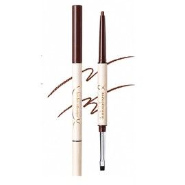 Miyabibelle Double Ended Eyeliner Pencil, Extra Fine, 0.06 inch (1.5 mm), Gel Liner with Blending Brush, Waterproof, Smudge-Resistant, High Color, Adhesion, Easy to Blurry, For Beginners #02, Mocha