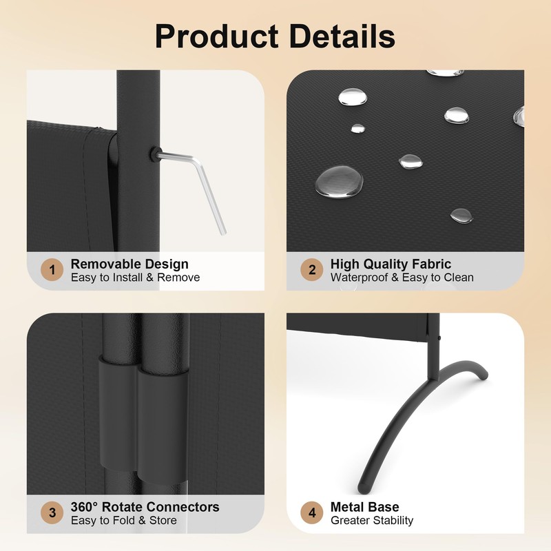 Kecreque Room Divider 3 Panel Room Dividers and Folding Privacy