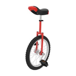 DYNAMI 18 Inch Unicycle with Manganese Steel Frame,Adjustable Height Lightweight Outdoor Unicycle with Leakproof Tire & Curved PU Seat,for Outdoor Sports Fitness Exercise (18in,Red)