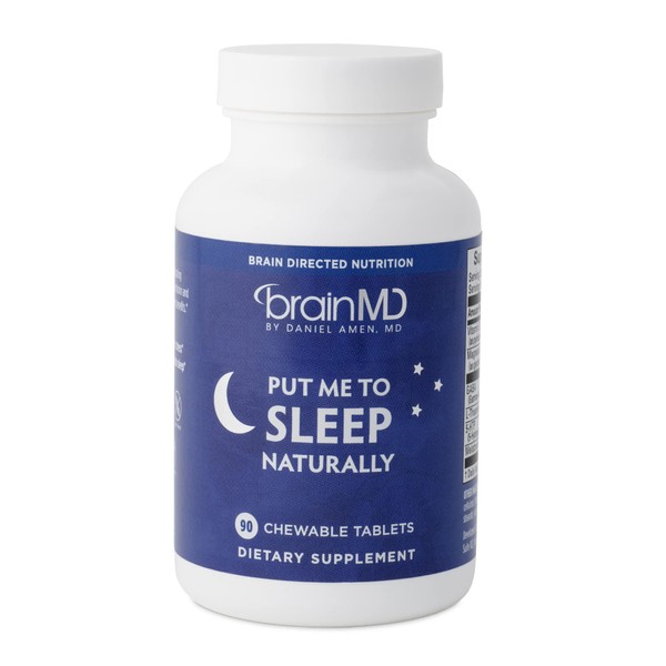 BRAINMD Put Me to Sleep Naturally - 90 Chewable Tablets - with Melatonin, L-Theanine, Magnesium, GABA, Vitamin B6 & 5-HTP - Gluten Free - 45 Servings