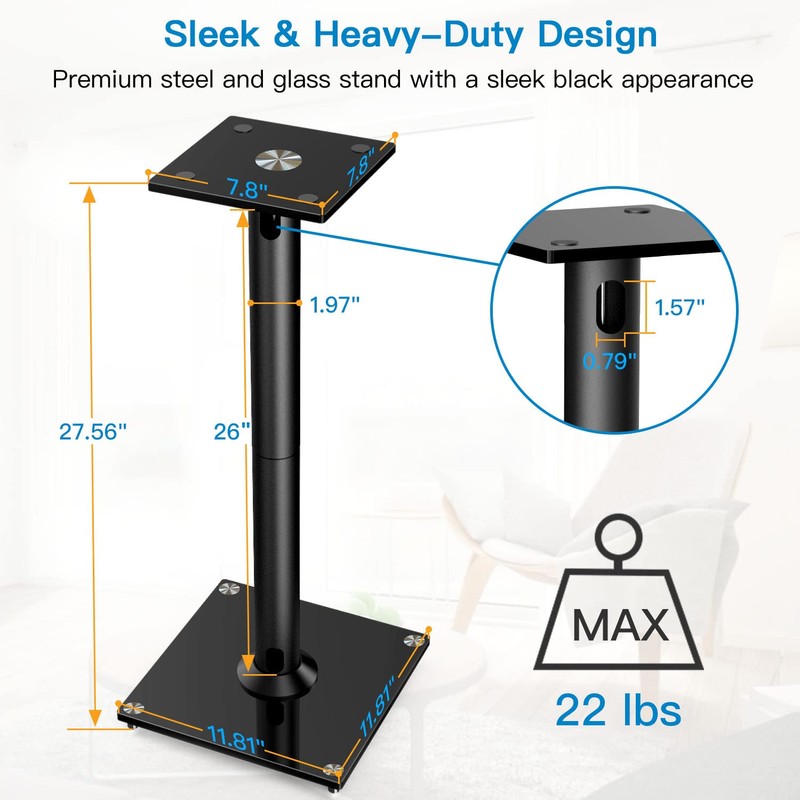 PERLESMITH Universal Floor Speaker Stands 26 Inch for Surround Sound,