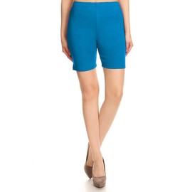 Leggings Depot NCL16 Women's Premium Cotton Soft Bike Shorts - turquoise, size: l