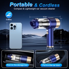 SHLNLI Mini Vacuum Cleaner, Car Vacuum Cleaner Portable Cordless with LED Light, 4 in 1 Air Duster and Handheld Small Vacuum Rechargeable for Car, Home, Office, Pet