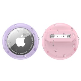 ONEONTA for Air Tags-2 Pack Apple Kids Hidden Case, Air Tag Tracker for Kid, Air Tag Holder Kids with Invisible Pin, Anti Lost, for Children, Elderly, Luggage, Clothing (Pink,Purple)