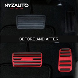 NYZAUTO Anti-Slip Performance Foot Pedal Pads kit Compatible with Honda Accord Odyssey Civic CRV Crosstour Stream,Auto No Drilling Aluminum Brake and Gas Accelerator Pedal Covers (Model A-Red)