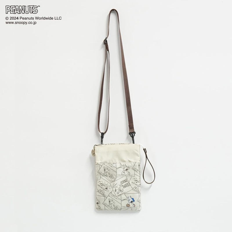 Peanuts PND49301H Cream Sacoche Base Ball Pattern Off White