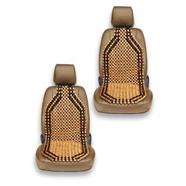 VaygWay Wood Beaded Comfort Seat Cushion Seat Cover – 2 Pcs. Wooden Beaded Car Seat Cover – Natural Wood Double Strung Beads – Massage Comfort Cover Car Seat – Universal SUV Auto