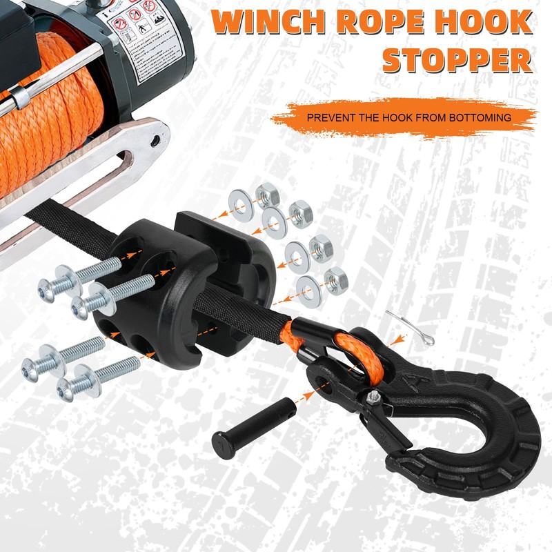 Aomifunny Synthetic Winch Rope,1/4" x 50 ft 10000Lbs Winch Rope