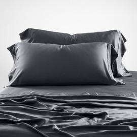 Olive + Crate Eucalyptus Cooling Pillowcases Queen Size, Certified Tencel Lyocell Fiber, Cool Vegan Silk Static Free for Skin and Hair, Softer Than Cotton & Linen, Charcoal (30" x 20")
