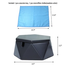 Asoqwal Concrete Ashtray with Lid Windproof,Cement Ashtray for Indoor or Outdoor Patio Use, Cute Hexagon Ash Tray with Stainless Steel Liner Inside for Home Office Decor,Black