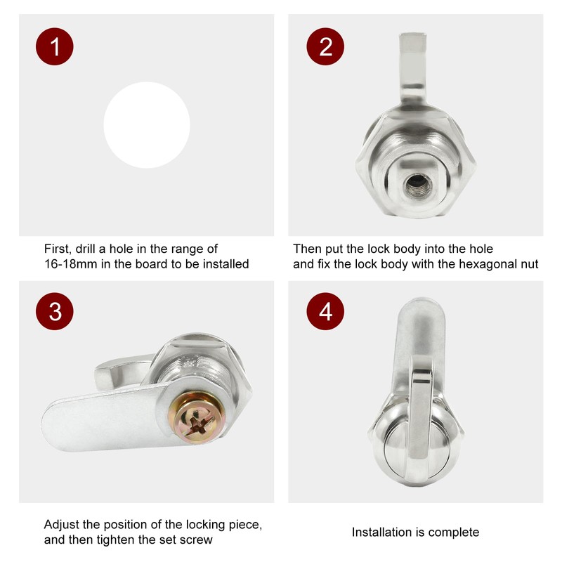 5/8 Inch Thumb Operated Cam Lock, 5 Pcs, Chrome-Finish