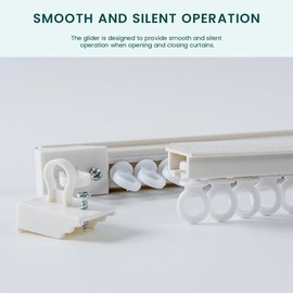 RXKFIGX 100 Pcs Curtain Hooks Gliders Rollers White Curtain Hooks Plastic Curtain Track Glider Hooks Hook Rollers Durable Rust-Free for Door Curtain, Window Curtain