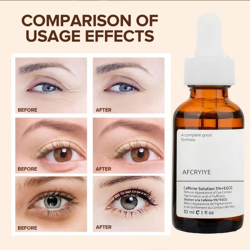 AFCRYIYE New Caffeine Solution 5%+ EGCG, Facial Caffeine Eye Serum,