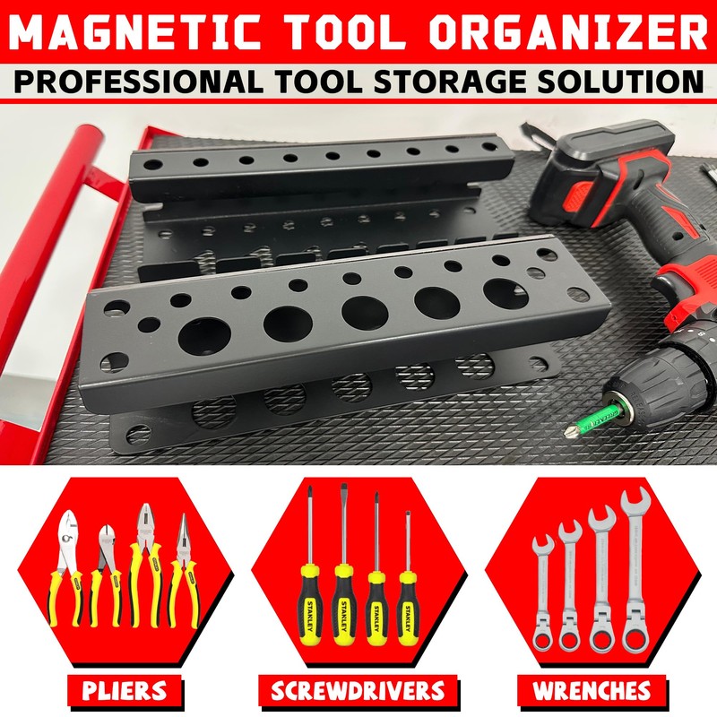 ULIBERMAGNET Magnetic Screwdriver Holder,Magnetic Wrench Holder,Heavy Duty Black Metal Tool