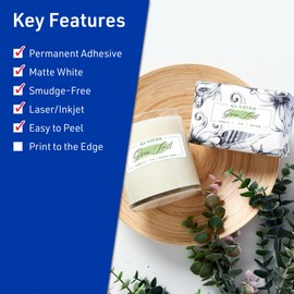 Avery TrueBlock Matte White Rectangle Labels with Sure Feed, 1" x 4", 200 Matte White Labels, Laser/Inkjet Printable Labels, Great for Packaging and Product Labels