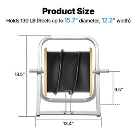 FEIMIRE Industrial Steel Cable Reel Holder, Heavy-Duty Spool Rack Dispenser for Wire & Cable Reels, 13 x 16 Inch Single Axle Caddy for Commercial Use & DIY Use