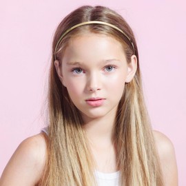 PAGOW 2 Pcs Smooth Metal Headbands for Women, Gold Silver Headbands, Cute Elastic Head Band Hair Accessories for Women (Gold, Silver)