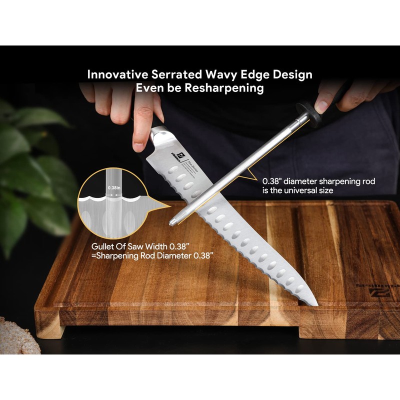 Piklohas Resharpenable Bread Knife, 8 Inch Multifunction Serrated Knife, German