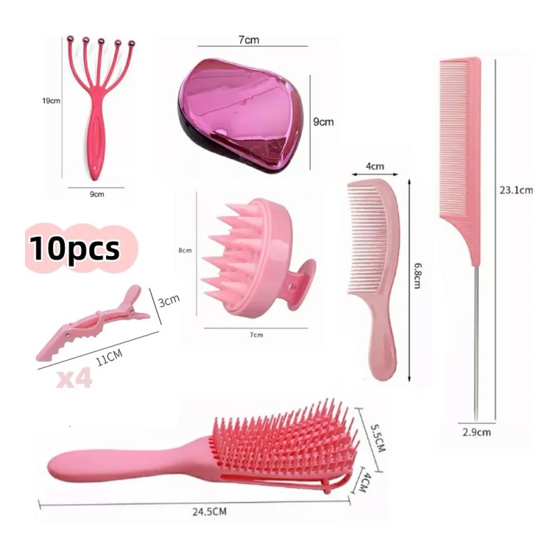 Cepillo Para Cabello Rizado Y Modelado Mujer Kit De Peines