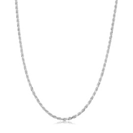 Designer Inspirations Boutique 18" Inch Sterling Silver 2.4 mm Wide Rope Chain Necklace for Women Men Unisex - Fine Silver Chain - Ideal for Larger Pendants - Weight: 5.1 Grams