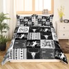 Manfei Western Cowboy Duvet Cover Set Twin Size, Bull Skull