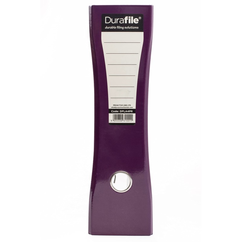 Durafile Lever Arch File, Purple File, 'Ergonomic Curved Spine' Single