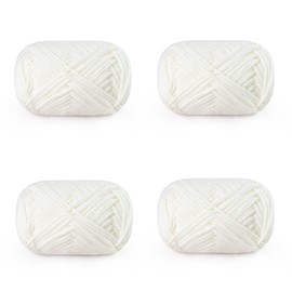 White Acrylic Yarn Anti-Split Crochet Yarn for Crocheting & Knitting - 4 Pack of 98yds/1.7oz