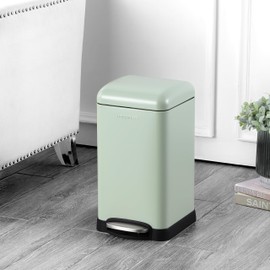 happimess HPM1012I Betty Retro Mini 3.2-Gallon Step-Open Trash Can, Fingerprint Resistant, Modern, Minimalistic for Home, Kitchen, Laundry Room, Office, Bedroom, Bathroom, Pistachio Gelato