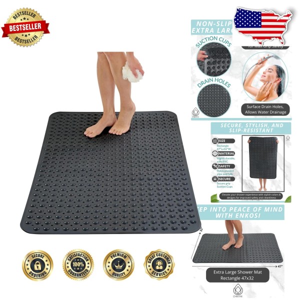 Unbranded 47x32 Inch Extra Large Non-Slip Shower Mat with Suction