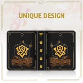 Deuyibu Trading Card Album for Lorcana TCG Trading Cards, 900 Card Pockets, 50 Pages Scrapbook with Magic Inks Elements, PU Leather Card Binder for Trading Cards, for Family and Friends, Orange