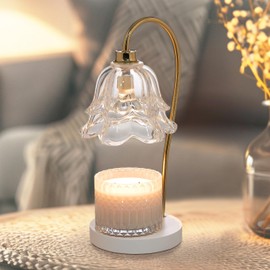 Sheffield Home Glass Candle Warmer Lamp – Elegant Candle Warmer for Long-Lasting Fragrance, Sleek Design, 15x6, White Flower Glass New