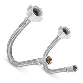 2-PACK Niikappu Stainless Steel Braided Toilet Hose, 3/8" Comp x7/8" Ballcock, 16-Inch length Toilet Connector Supply Line