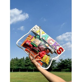 Letter Patched PVC S/L Size Snack Storage Bag, Portable Cosmetic Bag for Women & Girls, Casual Trendy Versatile High-quality Daily Bag, Girl Fashionable Shopping Bag, Fall Outfits, Fall Freshness:_White_Please Refer To The Pictures for Dimensions