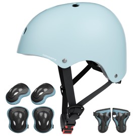 KORIMEFA Kids Bike Helmet Protective Gear Set Helmet and Pads Set with Knee Pads Elbow Pads Wrist Guards for Skateboard Roller Scooter Cycling for Boys Girls