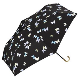 [2024] Wpc. Rain Umbrella, Folding Umbrella, Butterfly Mini Umbrella, Black, For Rain or Shine, Ribs, 17.7 oz (50 cm), 6.0 oz (170 g), Lightweight, Women's, Butterfly, Feminine, Elegant, Stylish,